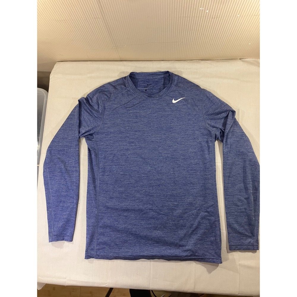 Nike Dri-FIT Long Sleeve Athletic Shirt Blue‎ Mens Medium Training Top